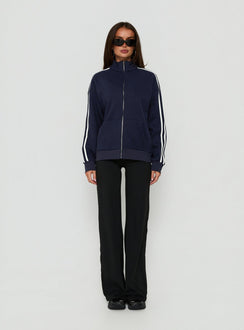 Keeran Funnel Neck Fleece Jumper Navy / White