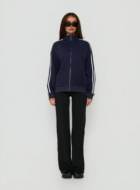 Keeran Funnel Neck Fleece Jumper Navy / White