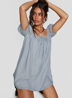 Wayfaire Smock Mini Dress Blue Stripe