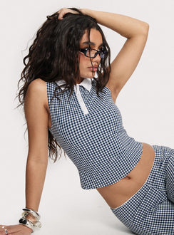 Tisuka Top Navy Check