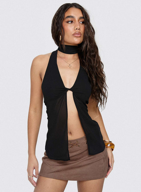   front view of model wearing Princess Polly Jordayna Stud Mini Skirt Brown Mini Skirts 