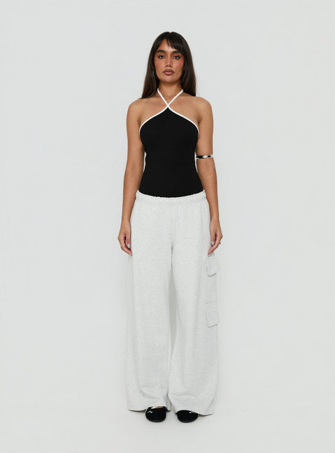 Azara Contrast Arrowneck Bodysuit Black / White
