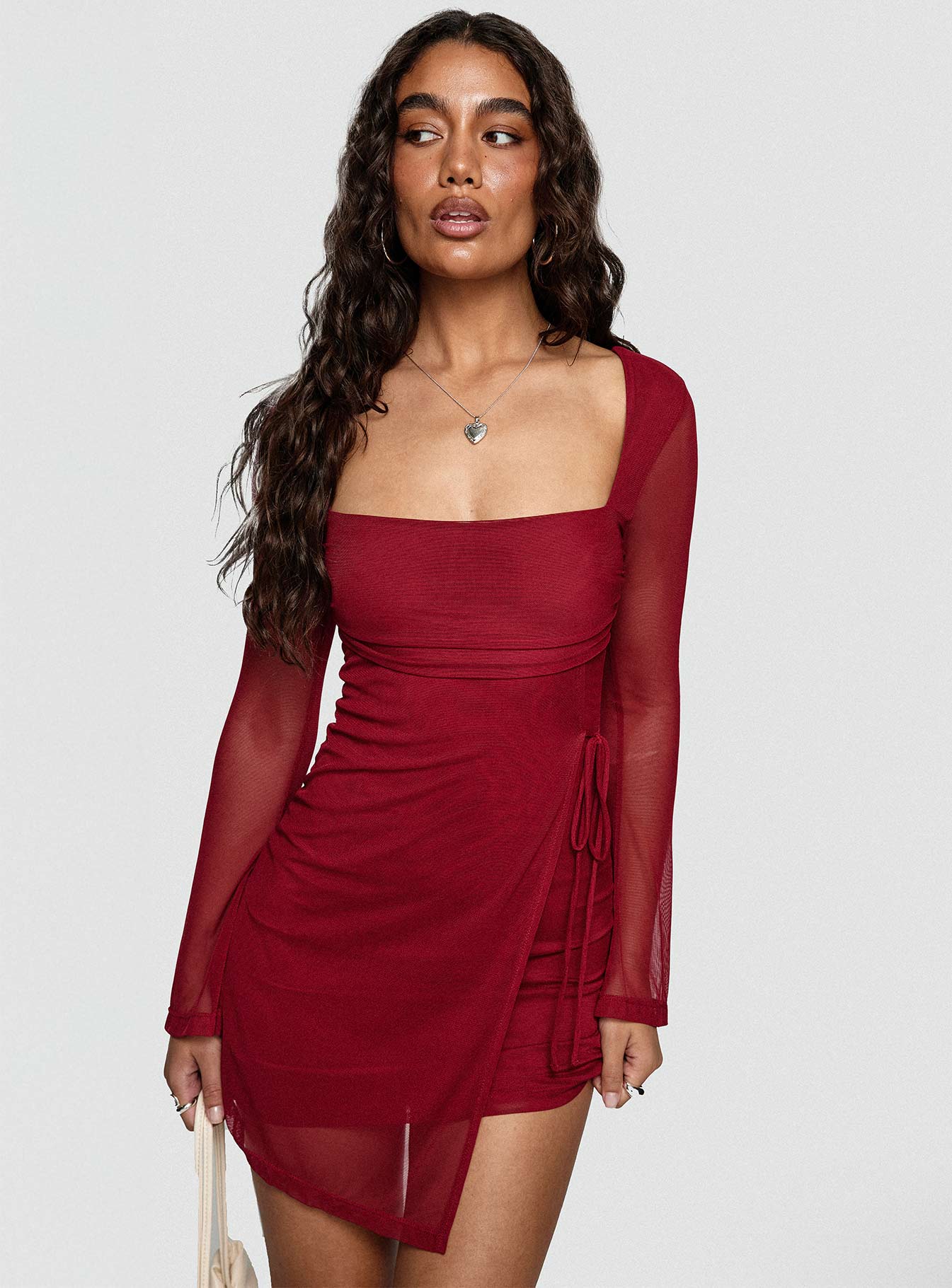 Martinez Long Sleeve Mini Dress Currant