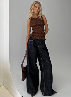 Lierre Low Rise Wide Leg Jeans Dark Blue Wash