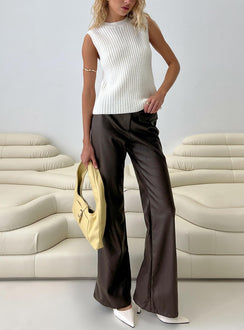 Prosperous Faux Leather Tailored Pants Brown