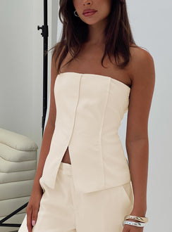 Lavish Living Strapless Top Cream Petite
