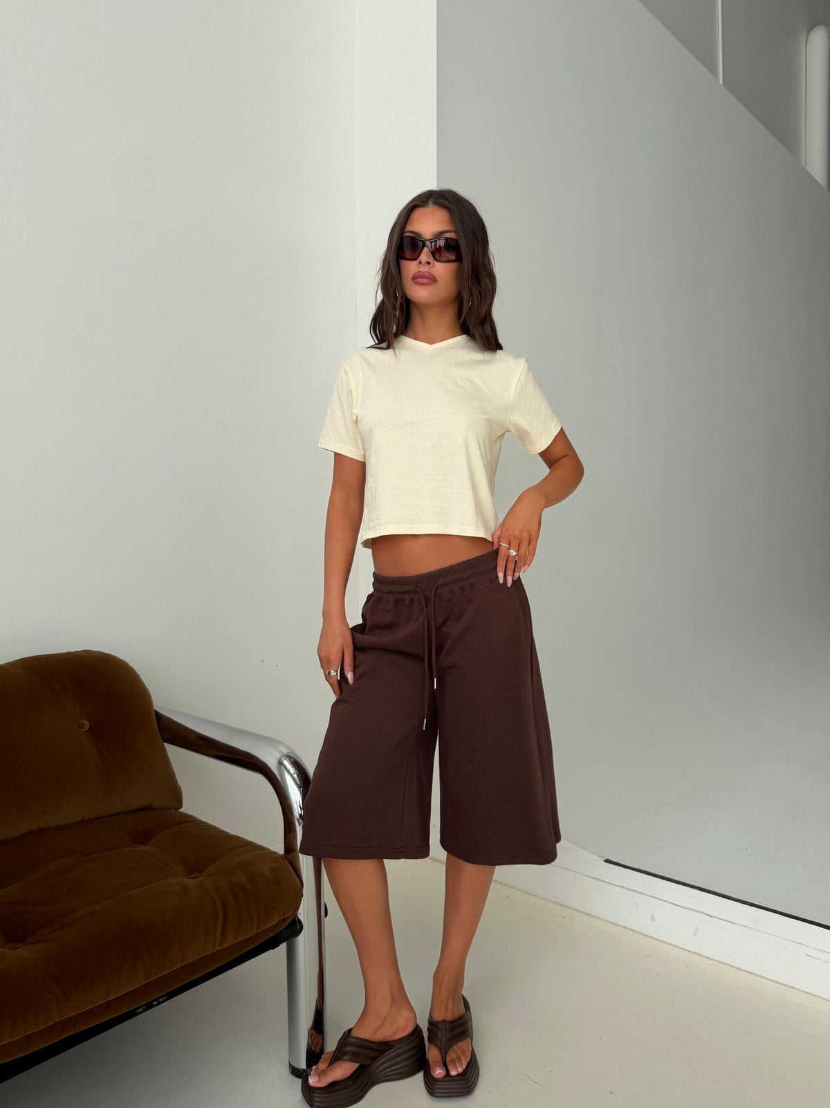 Nikko Longline Fleece Shorts Brown