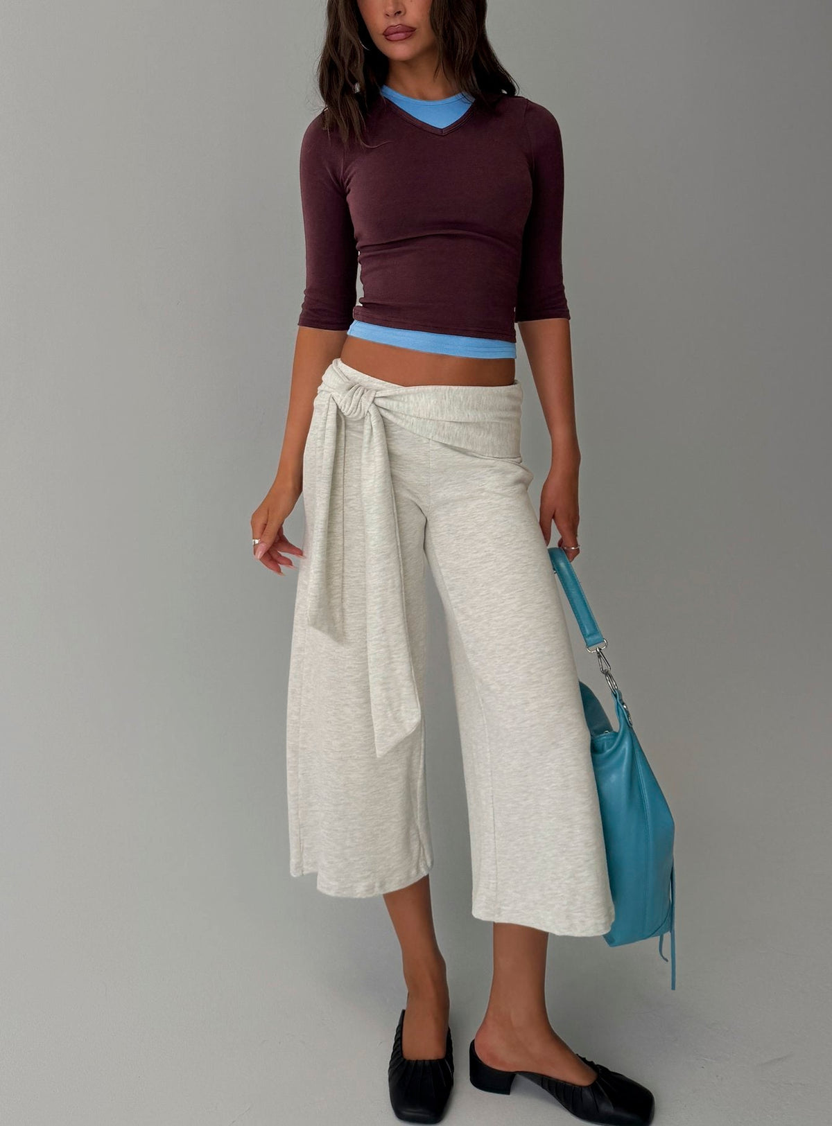 Briellah Layered 3/4 Sleeve Top Plum / Blue