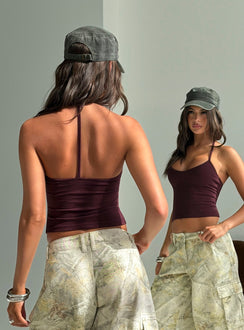 Cecilly Trim Racerback Top Plum