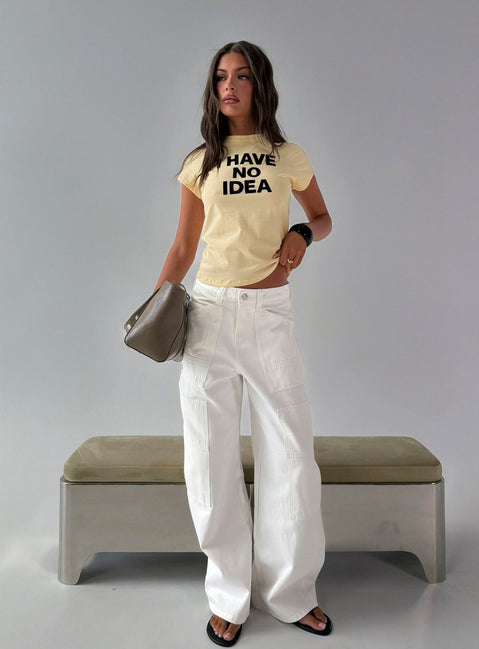 Mistree Mid Rise Baggy Cargo Jeans White