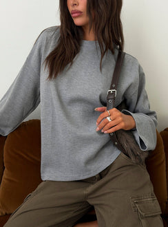 Arlla Waffle Jersey Long Sleeve Top Grey