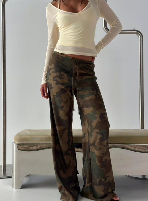 Seylah Waffle Jersey Pants Camo