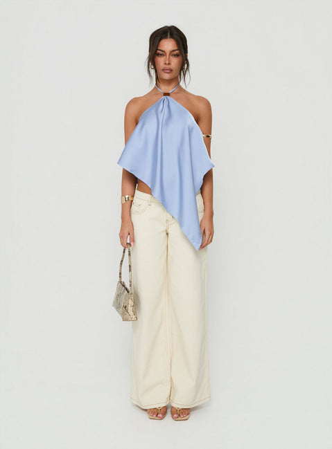 Lisada Halter Asymmetrical Top Blue