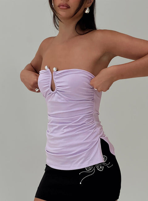 Out Of Line Strapless Hardware Detail Top Purple