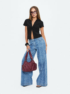 Spoken Truth Mid Rise Straight Leg Jeans Snake Blue Wash