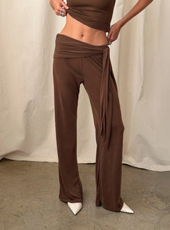 Katiana Wrap Jersey Pants Brown