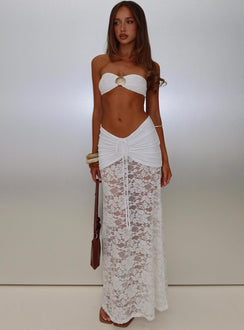 Eilise Ruched Sheer Maxi Skirt White