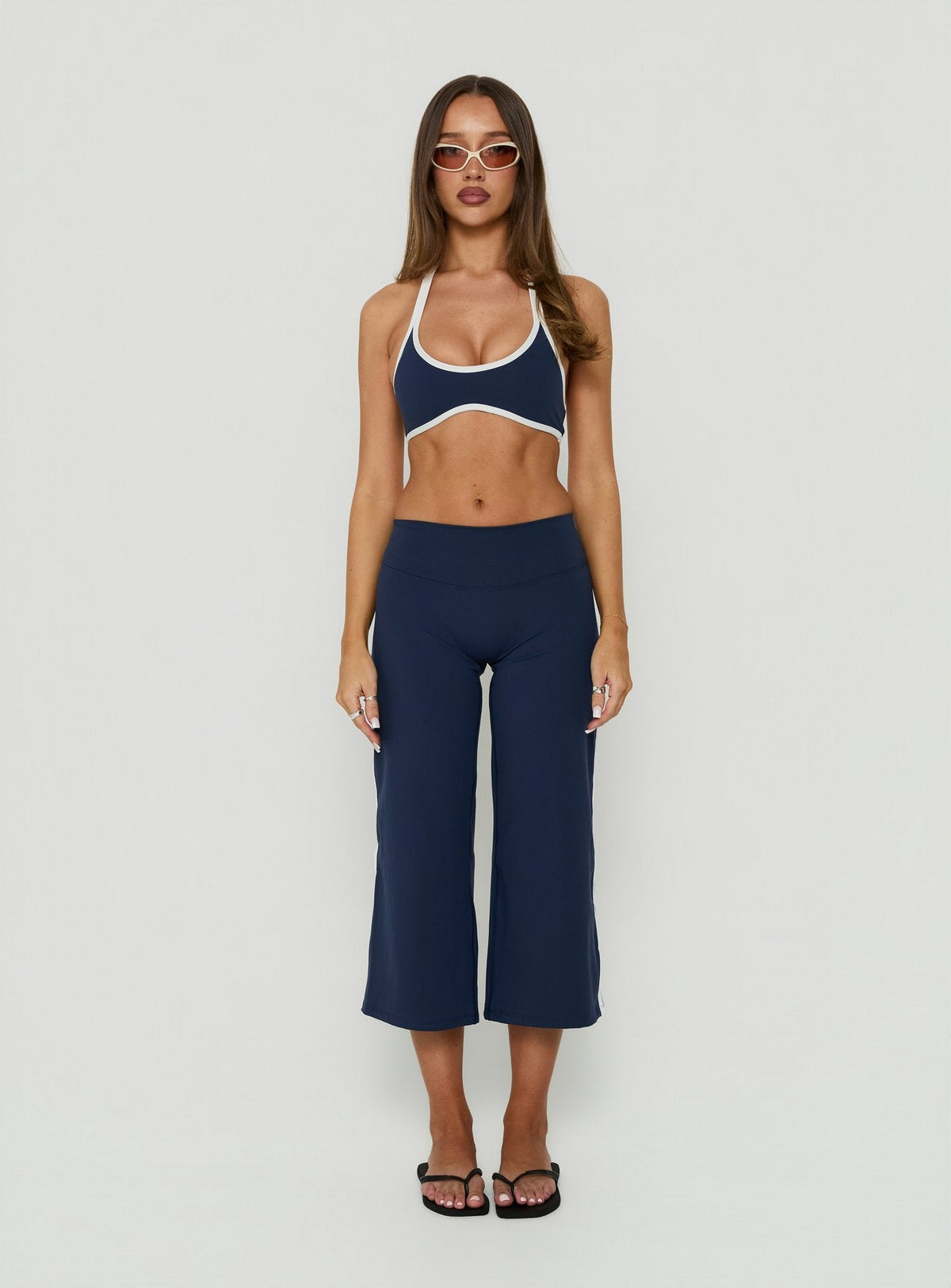 Luma Active Halter Crop Top Navy / White