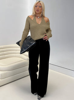 Sensibility Halter Detail Knit Sweater Green