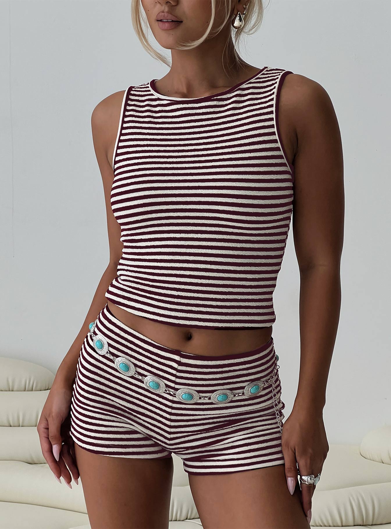Henree Set Burgundy Stripe