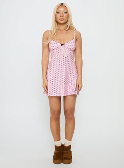 Sleep Schedule Sleep Mini Dress Pink Polka