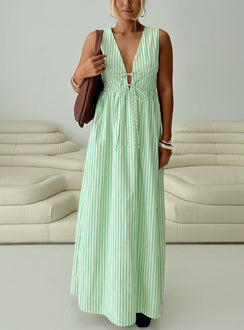 Pokey Maxi Dress Green Stripe