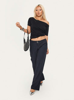 Nanami Tie Side Pant Navy Pinstripe