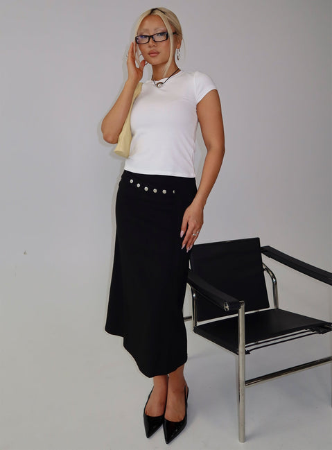 Ammie Studded Belt Midi Skirt Black