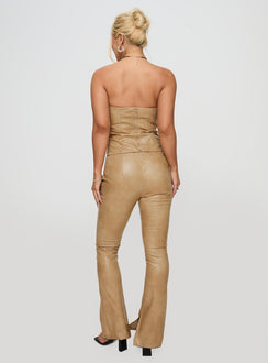 back view of model wearing Princess Polly Roddie Lace Up Pants Brown Low Rise Pants 