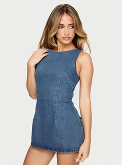 Ainsleigh Shift Denim Playsuit Mid Blue Wash