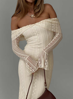 Perdita Long Sleeve Lace Maxi Dress Cream