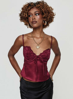 front view of model wearing Princess Polly Zippy Top Red Sleeveless Sweetheart 