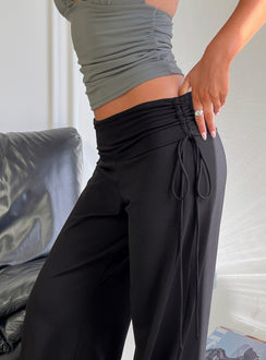 Daily Define Ruched Tie Side Pants Black