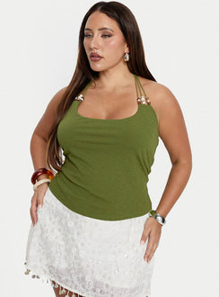 Roller Coaster Bead Detail Top Green Curve