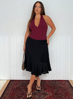 Someone New Halter Bodysuit Burgundy Curve