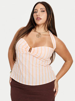 Isabetta Halter Top Orange Stripe Curve