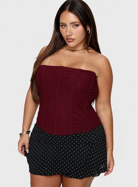 Oscuro Longline Mesh Corset Top Berry Curve