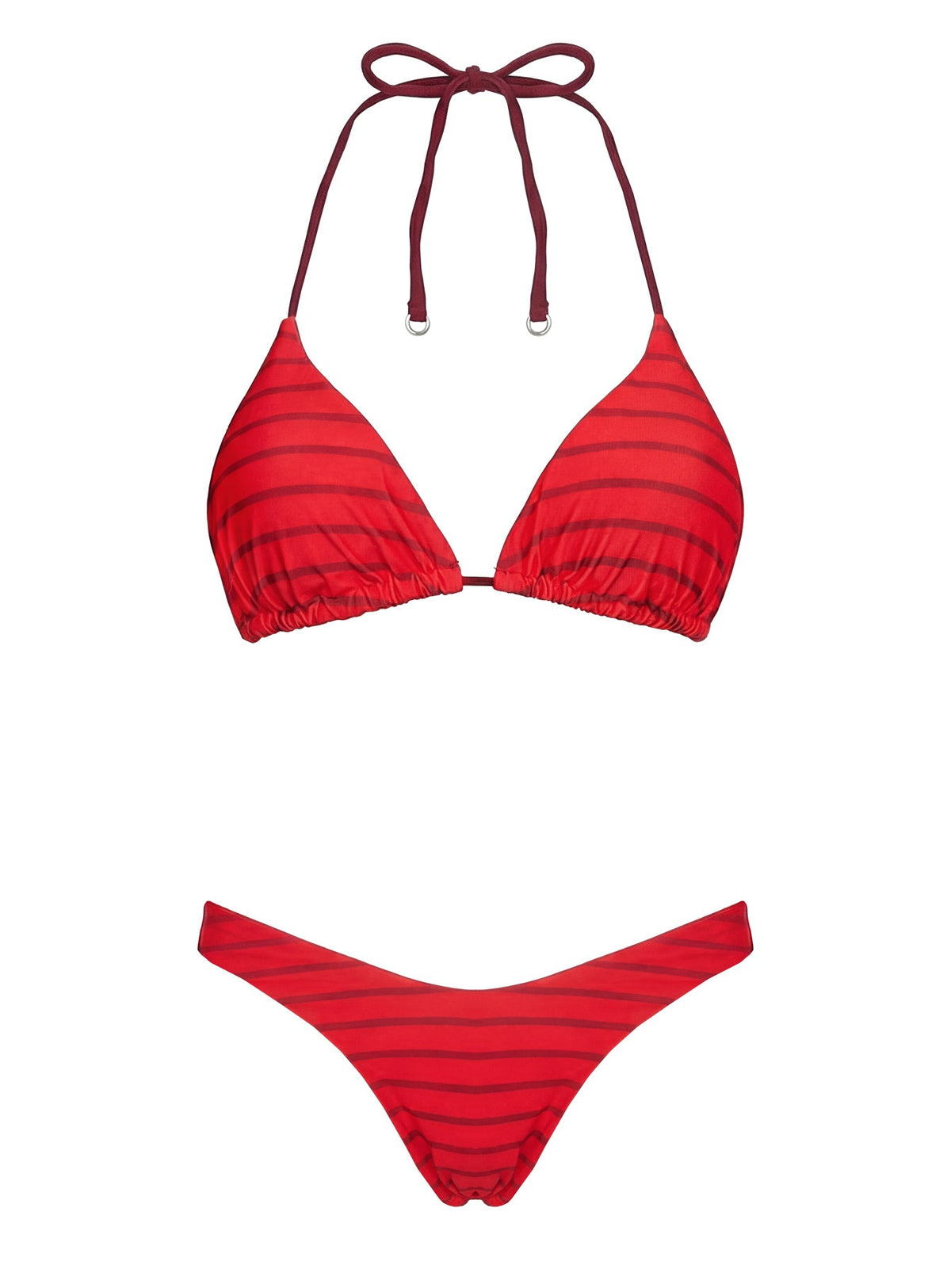 Jenner Reversible Triangle Bikini Top Red Polka