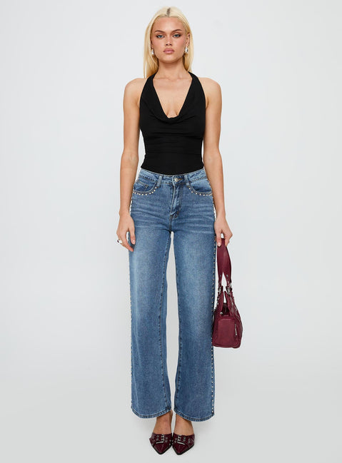 Raw Talent Cowl Neck Bodysuit Black