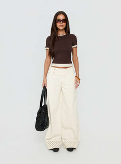 Nikoletta Foldover Jeans Cream / Polka Petite