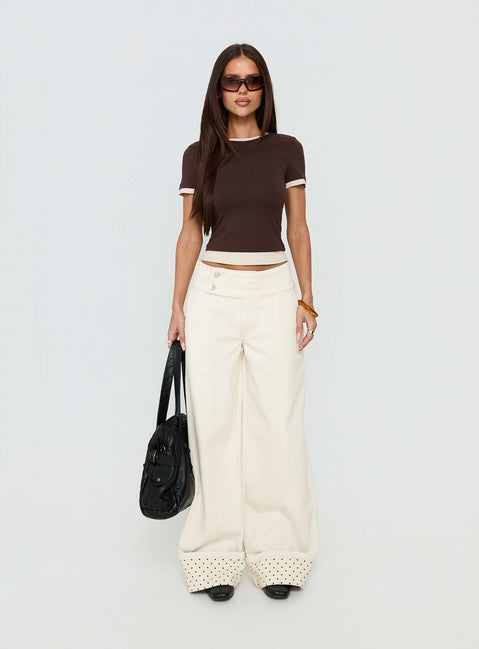 Nikoletta Foldover Jeans Cream / Polka Petite