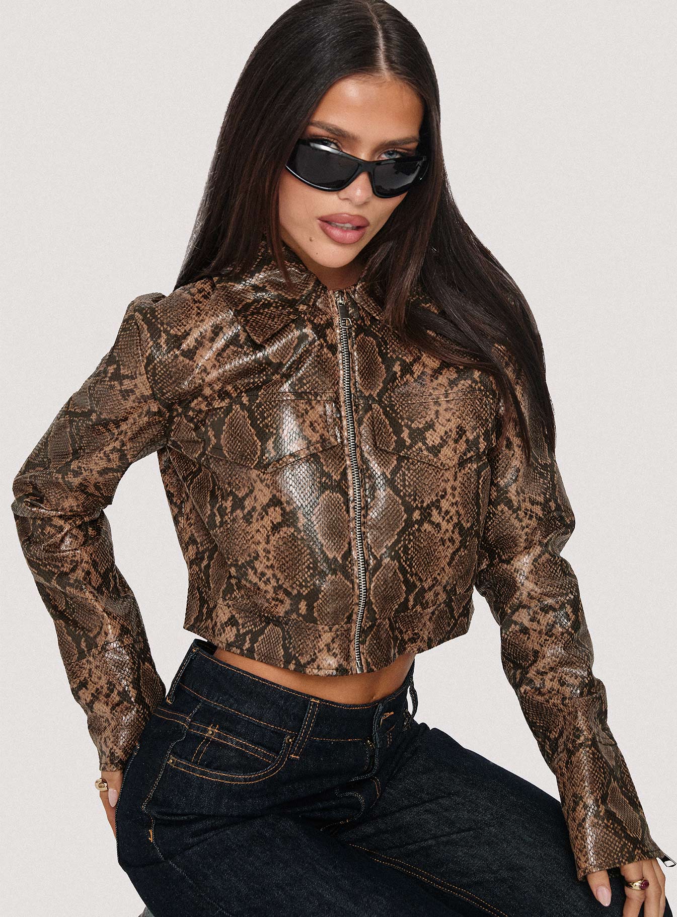 Tindra Cropped Jacket Snake