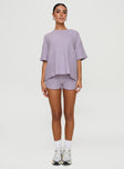 Knit matching set Oversized top, drop shoulder, crew neckline High-waisted shorts, relaxed fit, thick elasticated waistband Good stretch, unlined 