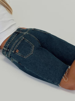 product Princess Polly Cult Classic Longline Denim Shorts Vintage Wash Low Rise Shorts 