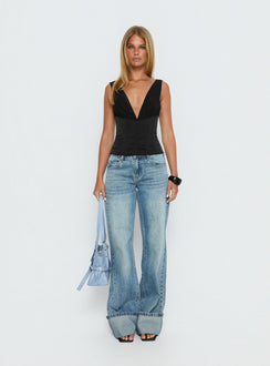 Briannah Contrast Corset Top Black
