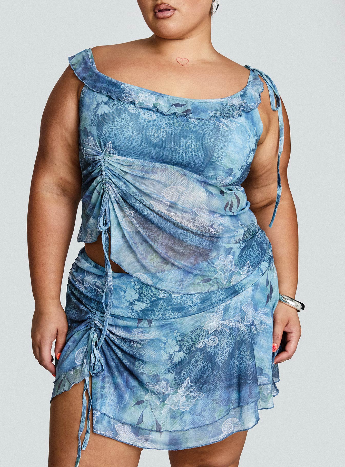 Rosee Frill Mini Skort Blue Multi Curve