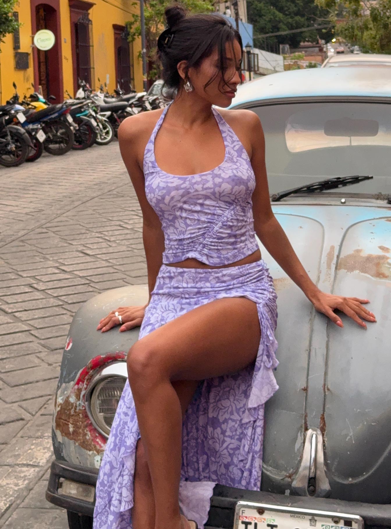 Rains And Pours Mesh Set Purple Floral