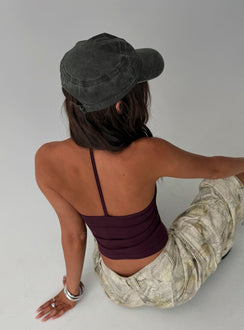 Cecilly Trim Racerback Top Plum