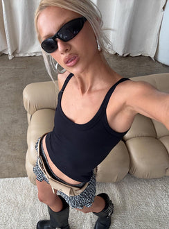 Kasper Cinched Longline Tank Top Black