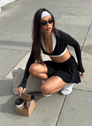 Dynamic Pleat Active Skort Black